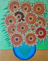 Artwork: Vaso di girasoli geometrici