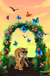 Artwork: Tiger in Flower Garden