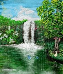 Artwork: A landscape painting with money coming,1piece of art