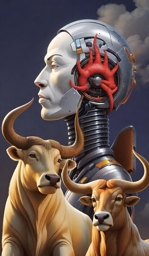 Artwork: Bulls guarding AI