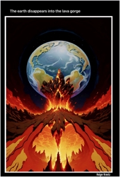 Artwork: the Earth disappears into the lava gorge