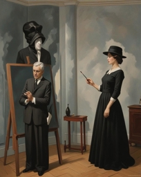 Artwork: The painter's lair and the woman in black