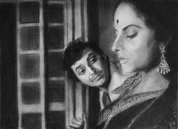 Artwork: A scene from  the movie  'Charulata '.